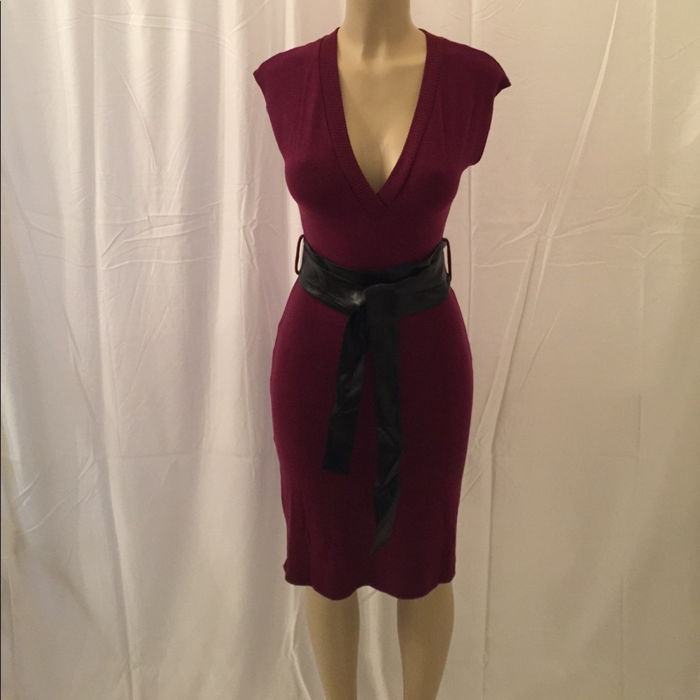 Super Soft V Neck Purple Knit Dress